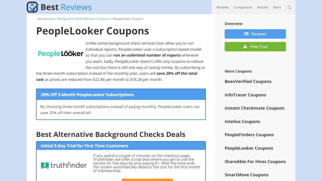 PeopleLooker Coupons, Discounts & Promo Codes - Best Reviews